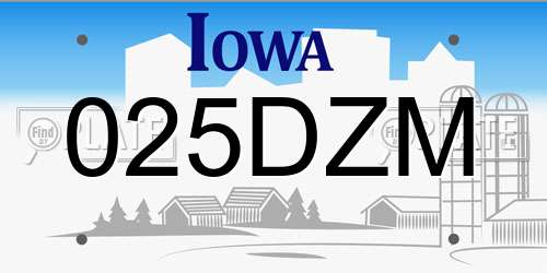 025DZM Iowa License Plate