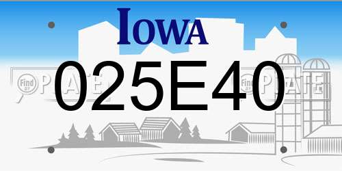 025E40 Iowa License Plate