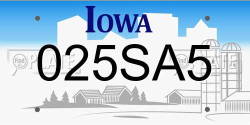 025SA5 Iowa License Plate