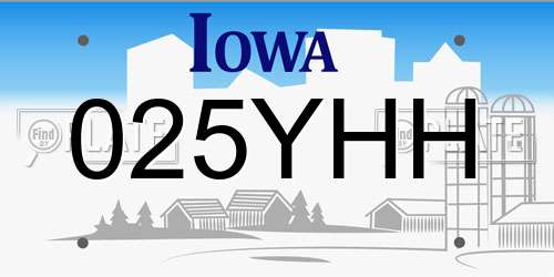 025YHH Iowa License Plate