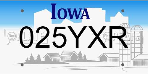 025YXR Iowa License Plate