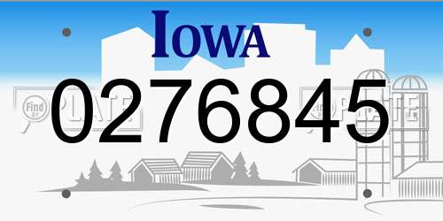 0276845 Iowa License Plate