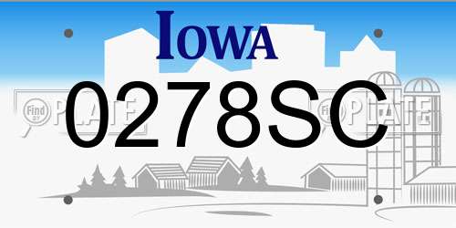 0278SC Iowa License Plate