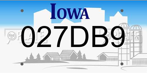 027DB9 Iowa License Plate