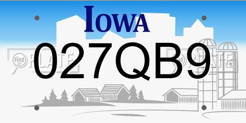 027QB9 Iowa License Plate