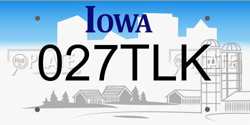 027TLK Iowa License Plate