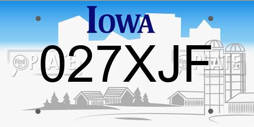 027XJF Iowa License Plate