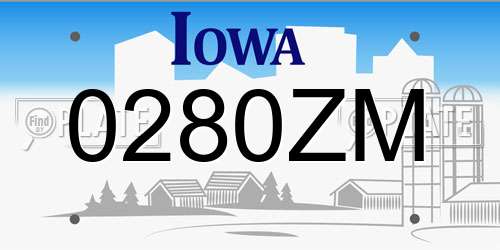 0280ZM Iowa License Plate