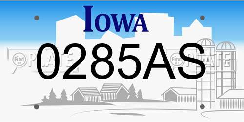 0285AS Iowa License Plate