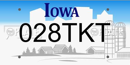 028TKT Iowa License Plate