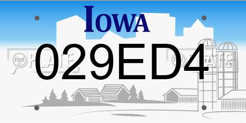 029ED4 Iowa License Plate