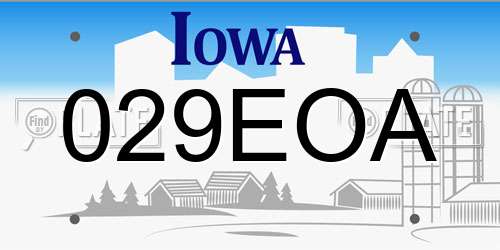 029EOA Iowa License Plate
