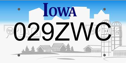 029ZWC Iowa License Plate