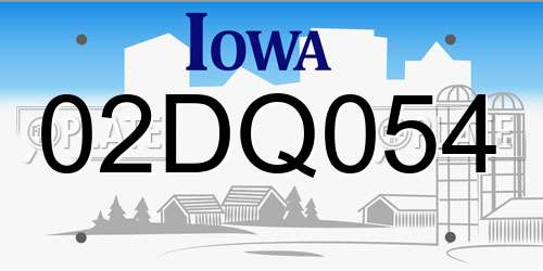02DQ054 Iowa License Plate