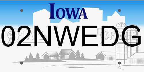 02NWEDG Iowa License Plate