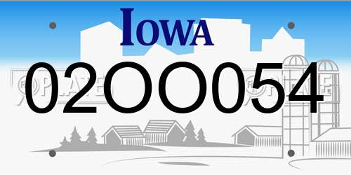 02OO054 Iowa License Plate