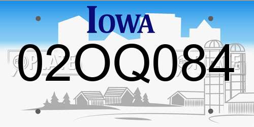 02OQ084 Iowa License Plate