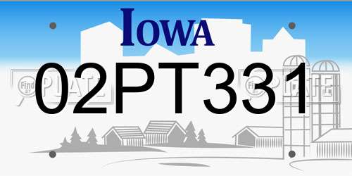 02PT331 Iowa License Plate