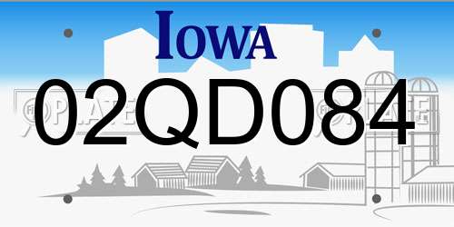 02QD084 Iowa License Plate