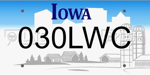 030LWC Iowa License Plate