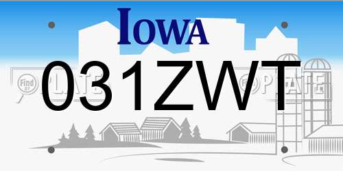 031ZWT Iowa License Plate