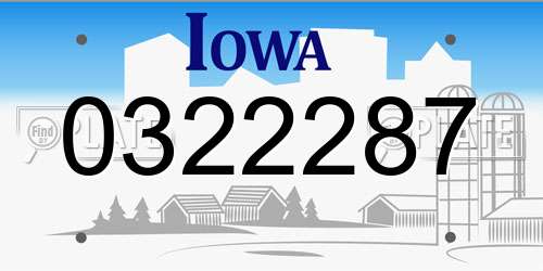 0322287 Iowa License Plate