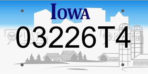 03226T4 Iowa License Plate
