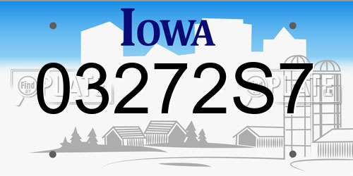 03272S7 Iowa License Plate