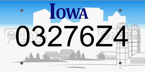 03276Z4 Iowa License Plate