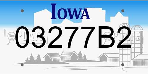 03277B2 Iowa License Plate
