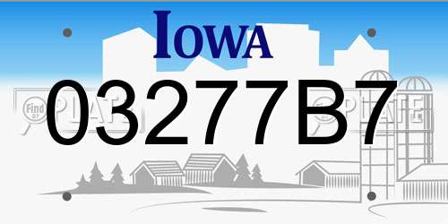 03277B7 Iowa License Plate