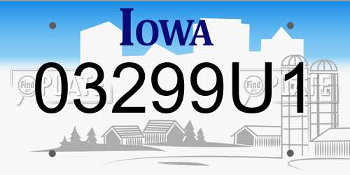 03299U1 Iowa License Plate