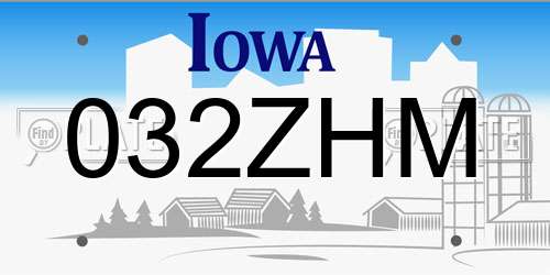 032ZHM Iowa License Plate
