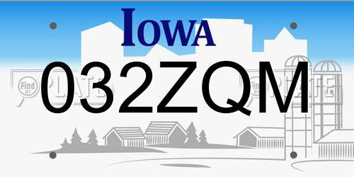 032ZQM Iowa License Plate