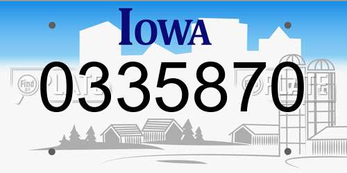 0335870 Iowa License Plate