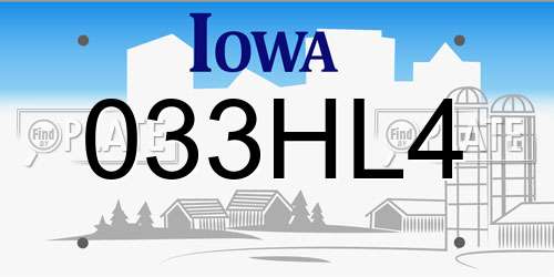 033HL4 Iowa License Plate