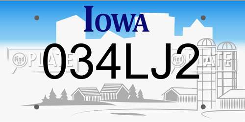 034LJ2 Iowa License Plate
