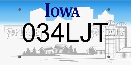 034LJT Iowa License Plate