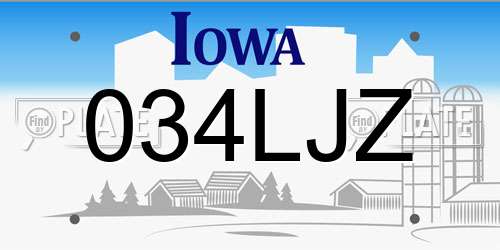 034LJZ Iowa License Plate