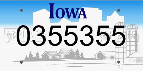 0355355 Iowa License Plate