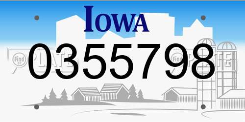0355798 Iowa License Plate
