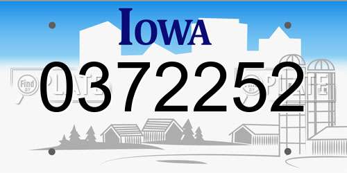 0372252 Iowa License Plate