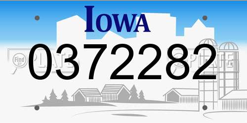 0372282 Iowa License Plate