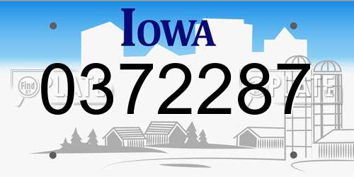 0372287 Iowa License Plate