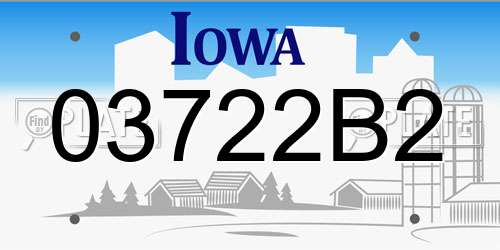 03722B2 Iowa License Plate