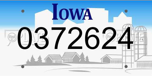 0372624 Iowa License Plate