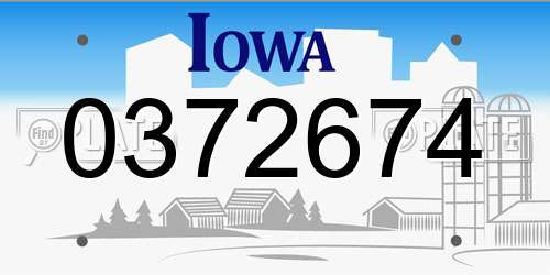 0372674 Iowa License Plate