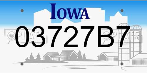 03727B7 Iowa License Plate
