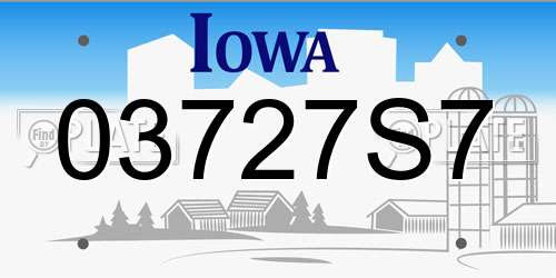 03727S7 Iowa License Plate