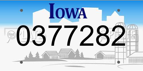 0377282 Iowa License Plate